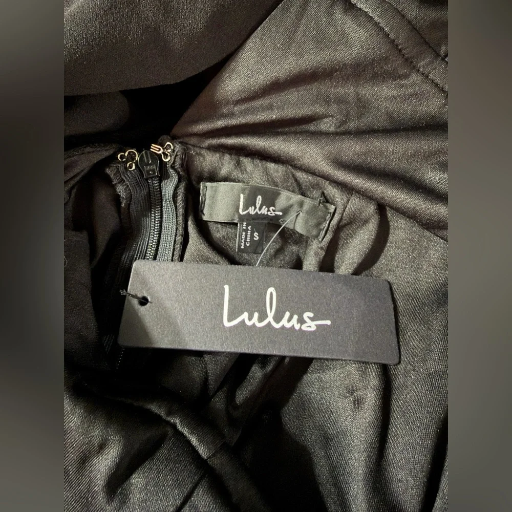 Lulus NWT “Sweet Twist” Black Swiss Dot Tulle Long Sleeve Jumpsuit. Size Small. - Picture 4 of 11
